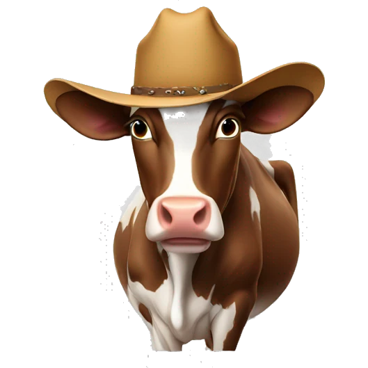 Cow wearing a cowboy hat emoji