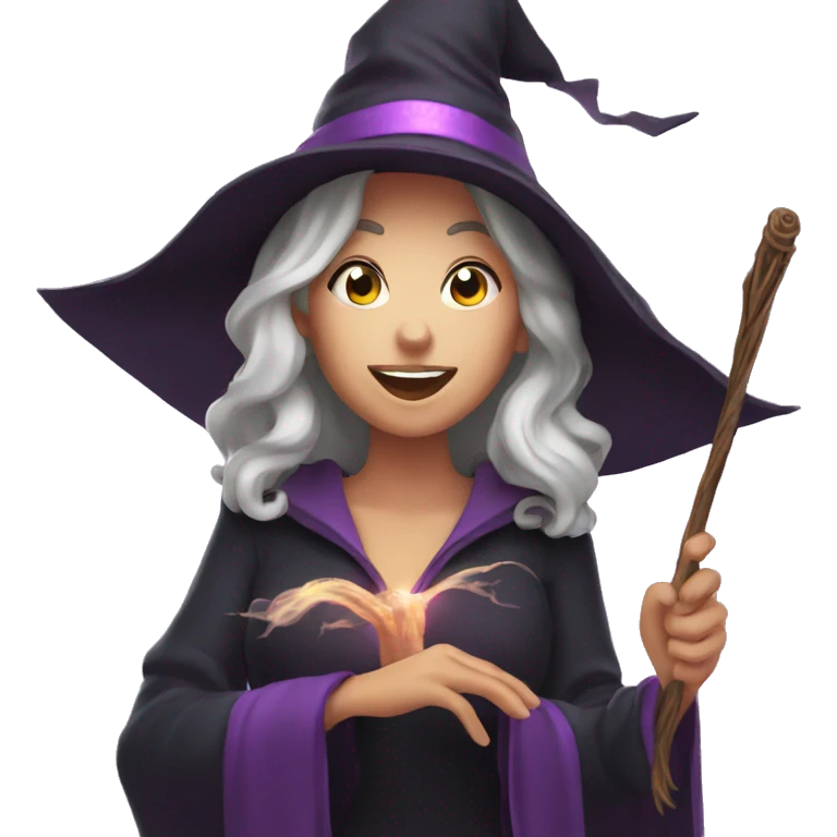 witch casting spell with a Magic wand emoji