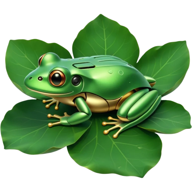 robot frog on lotus leaf emoji