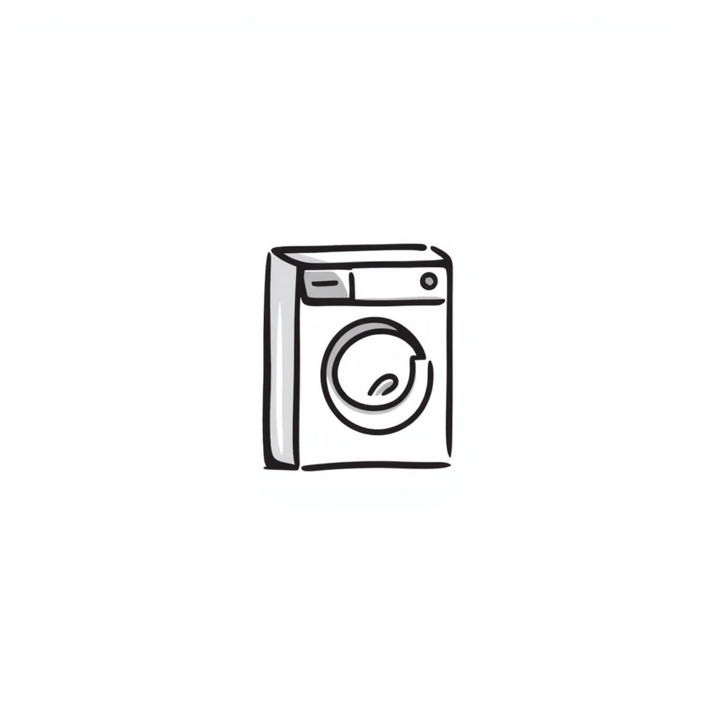 minimalist doodle of a washing machine, black lines, no color emoji