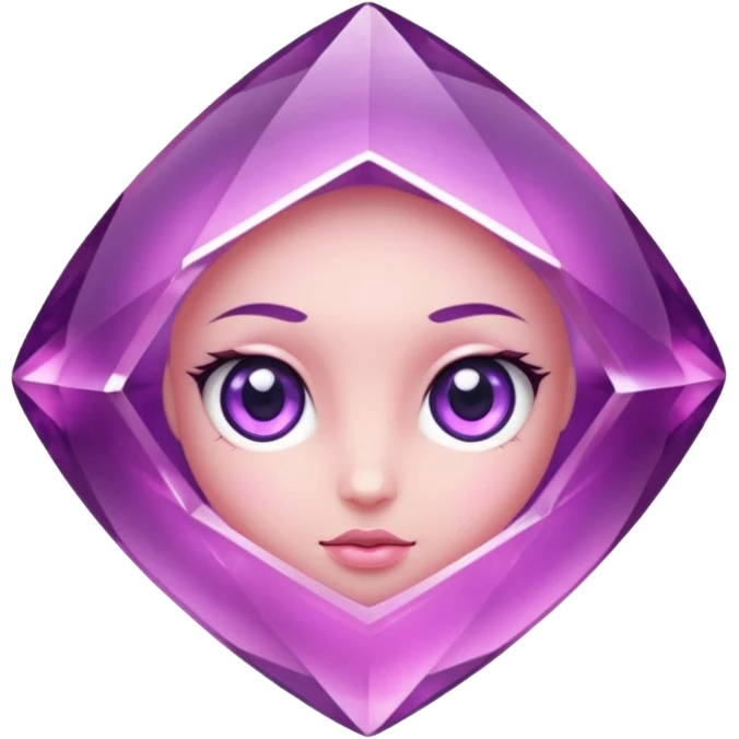 pink gemstone with sharp edges, cute eyes emoji