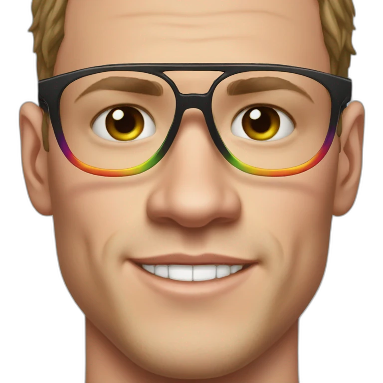 Jonathan Toews wearing glasses and rainbow clothes emoji
