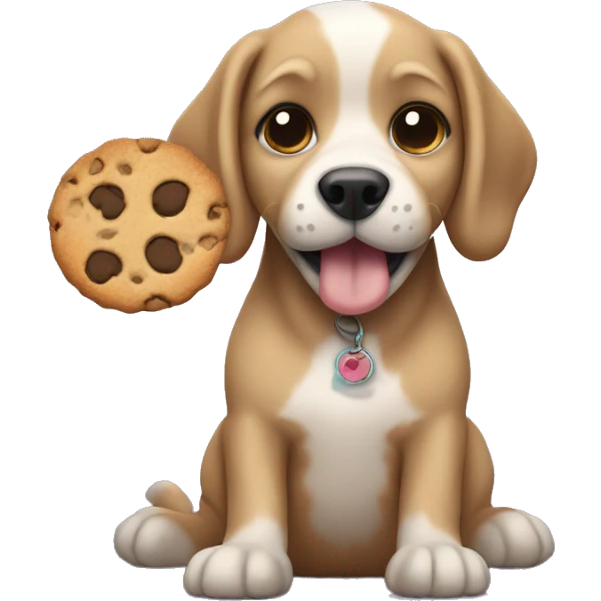 Dog with cookie as a foot emoji