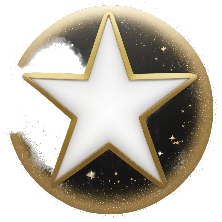 White star in black circle with gold circumference  emoji