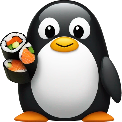 penguin wrapped in a sushi roll emoji