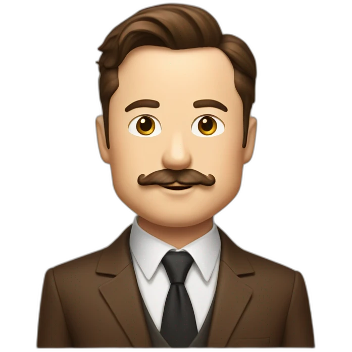 elon musk with mustach and goatie in a brown suit emoji