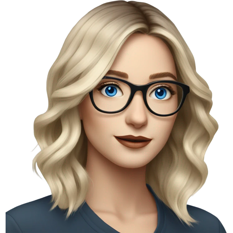 Shoulder length Balayage pale model lady with glasses and blue eyes  emoji