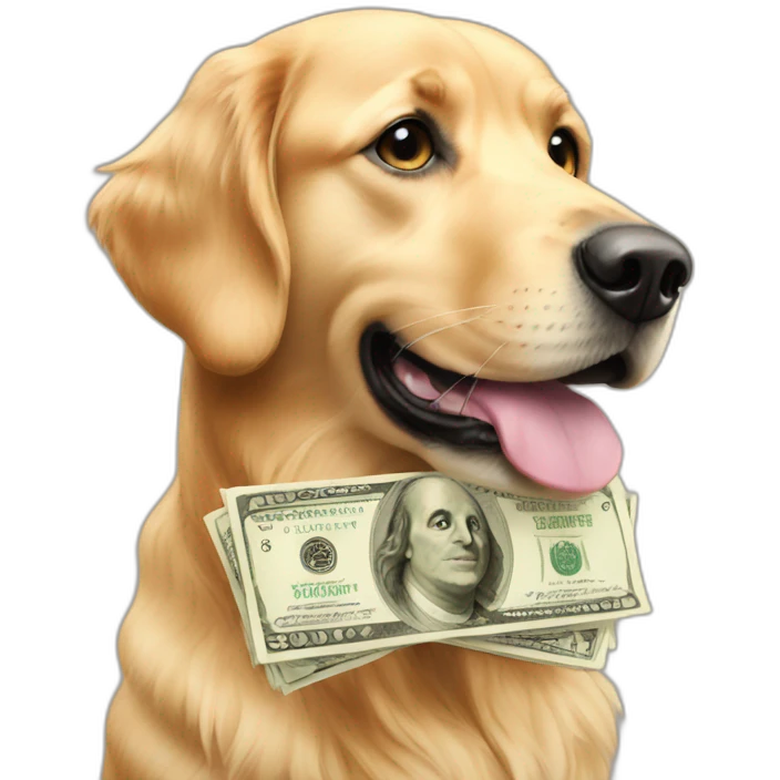 retriever and  money emoji