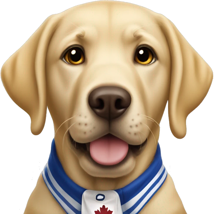 Yellow Labrador wearing a Toronto maple leaf jersey  emoji