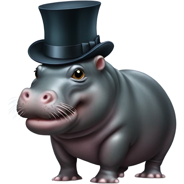 Pygmy hippo with top hat  emoji