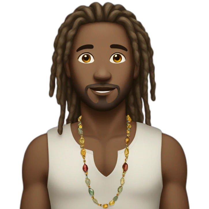 A spiritual guy with locs and crystals emoji