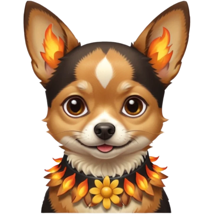 Chihuahua noir marron et feu  daisy emoji