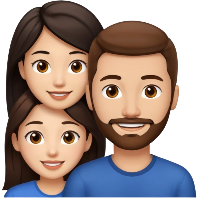 White man with brown hair and brown facial hair in love with an Asian woman with black hair emoji