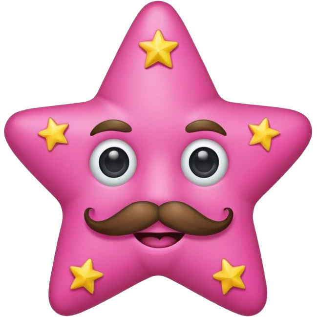 Pink star with moustache emoji