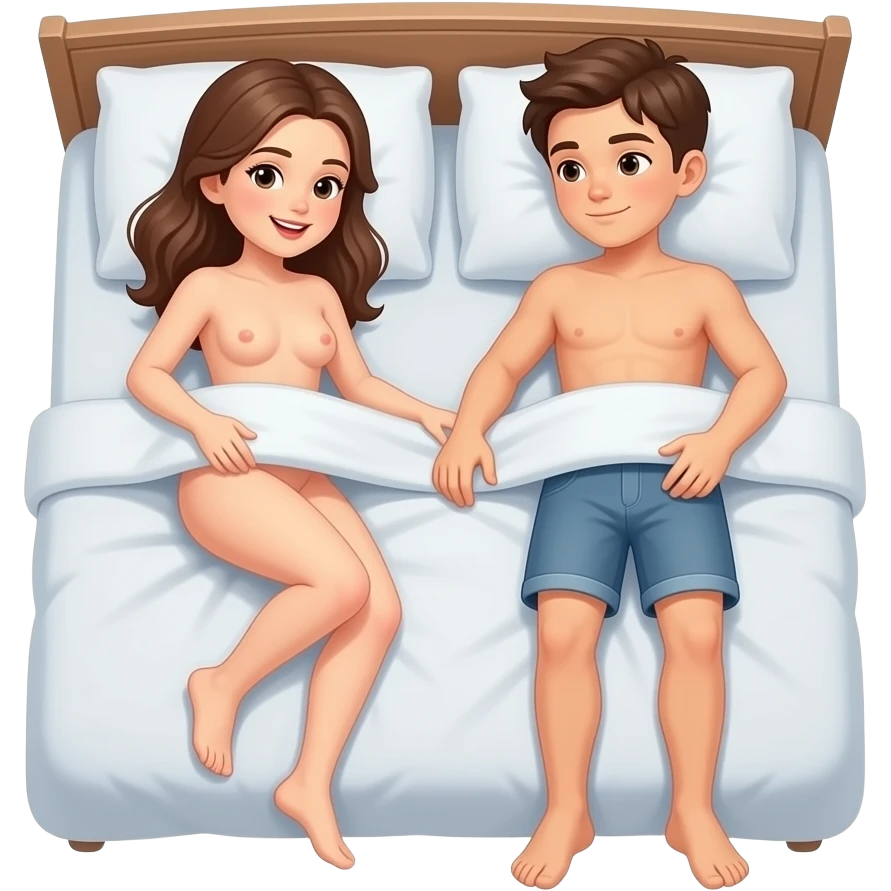 Naked girl and boy fucking on a bed emoji