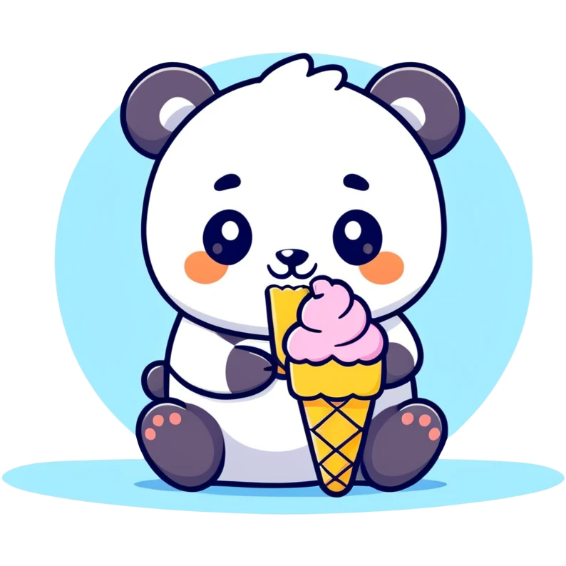 Panda eating ice cream emoji