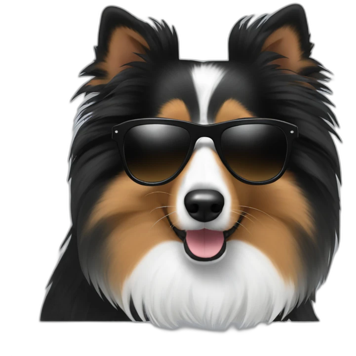 Black Sheltie with sunglasses emoji