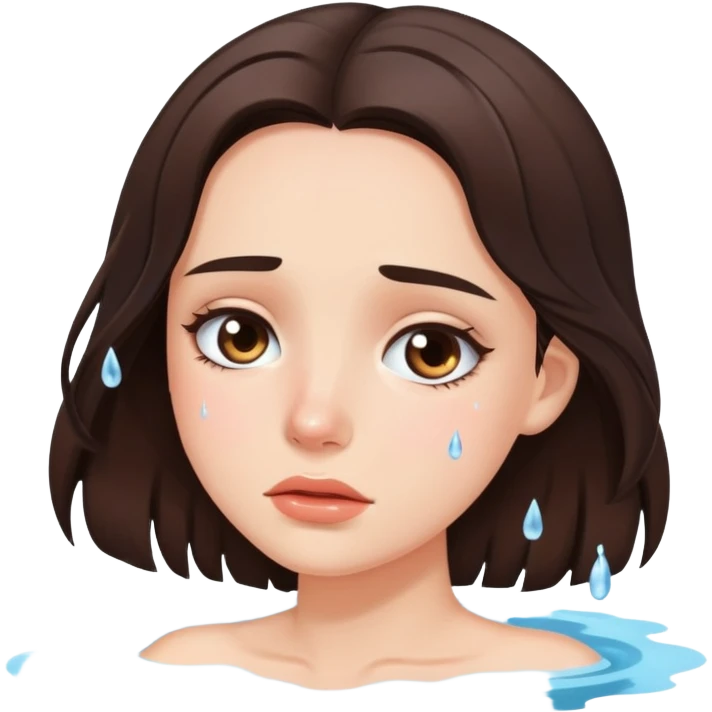 Beautiful brunette drowning In pool of tears  emoji