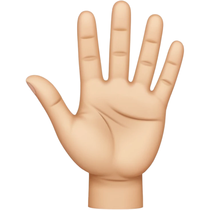 A simple emoji-style illustration of a human hand with four fingers raised and the thumb folded down across the palm. Front-facing hand, neutral skin tone, emoji
