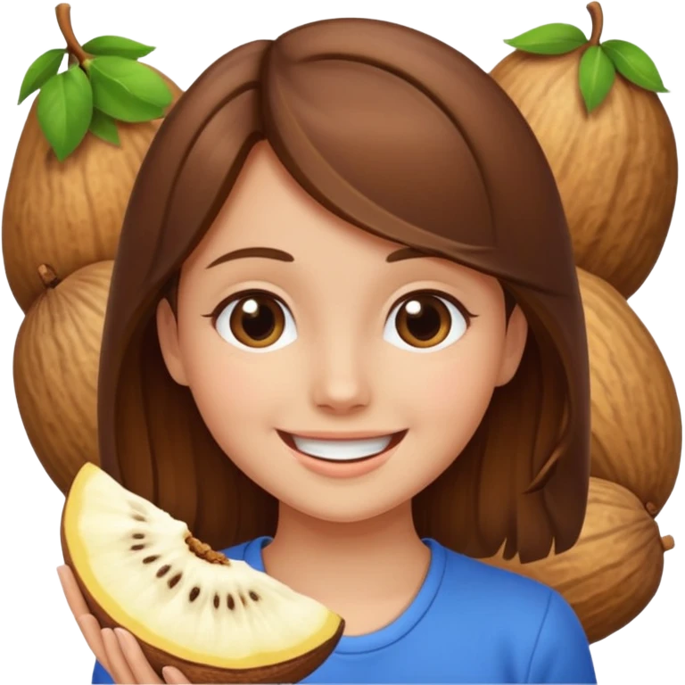 brown haired girl on a cheatnut hporse smiling' emoji