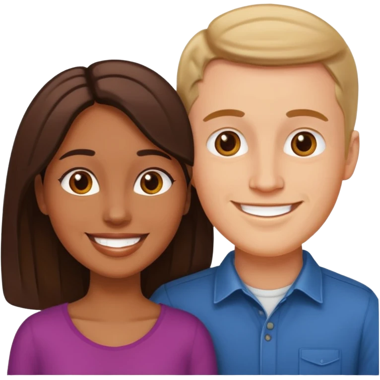 Pareja romántica el hombre blanco y la mujer morena emoji