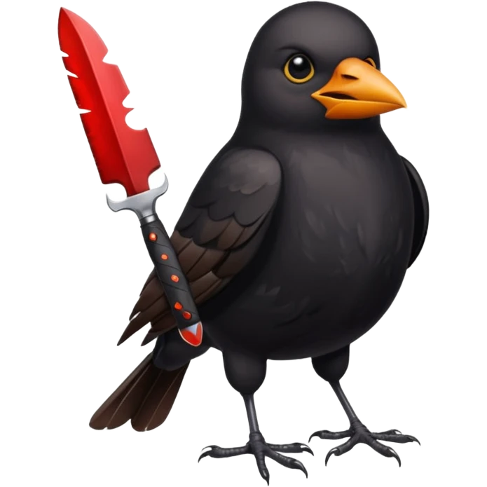 Blackbird holding a bloody knife emoji