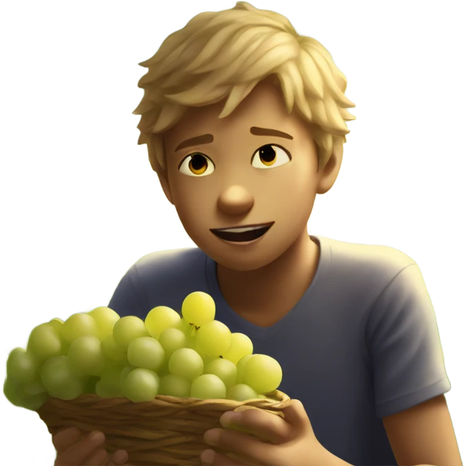 sunlit portrait of a boy eating grapes emoji