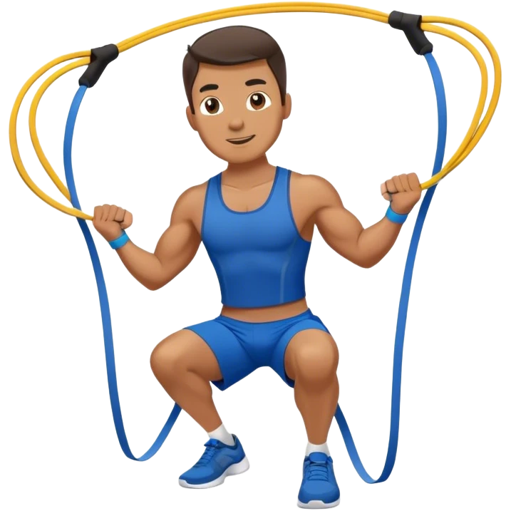 fit man with blue shorts resistance bands exercises emoji