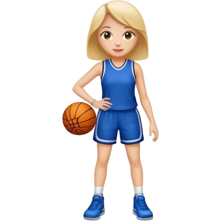 full body apple-style emoji of a basketball girl, September theme back to ball, standing with a sporty bag, back to school vibe, no basketball emoji