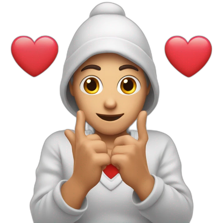 personnage qui fait un coeur avec ses mains emoji