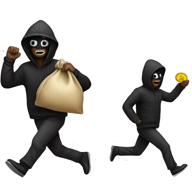 Robber with a money bag running away emoji