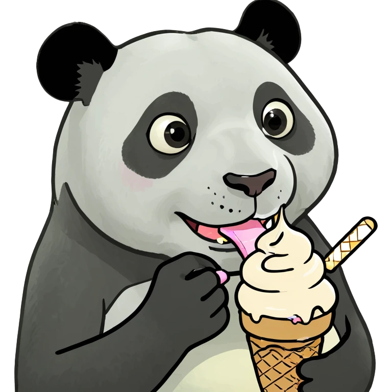 Panda eating ice cream emoji