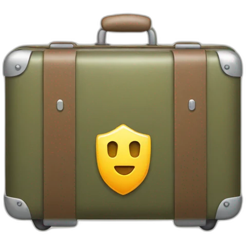 ios emoji style icon luggage with shield  tick mark emoji
