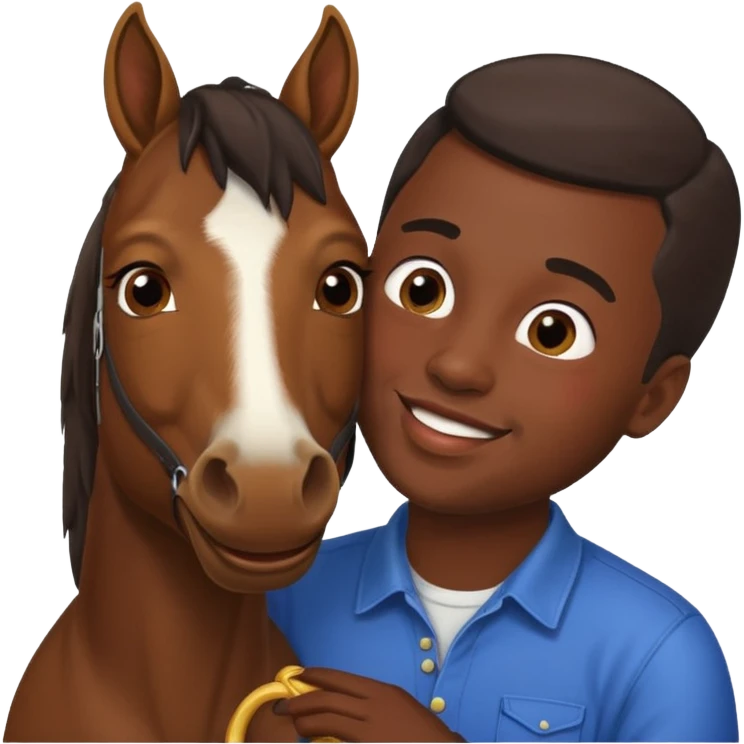 Black guy kissing horse with down syndrome emoji