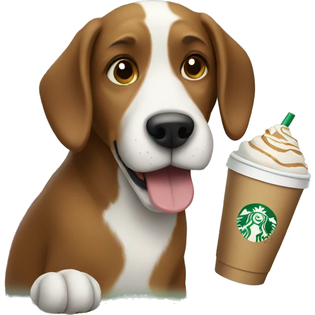 Dog drinking Starbucks  emoji
