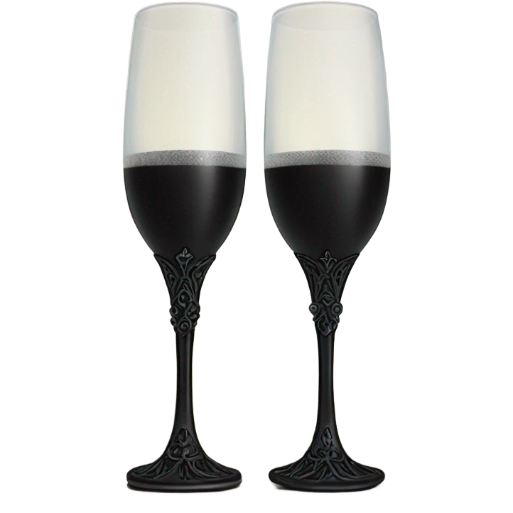 Black goth champagne flutes cheering emoji