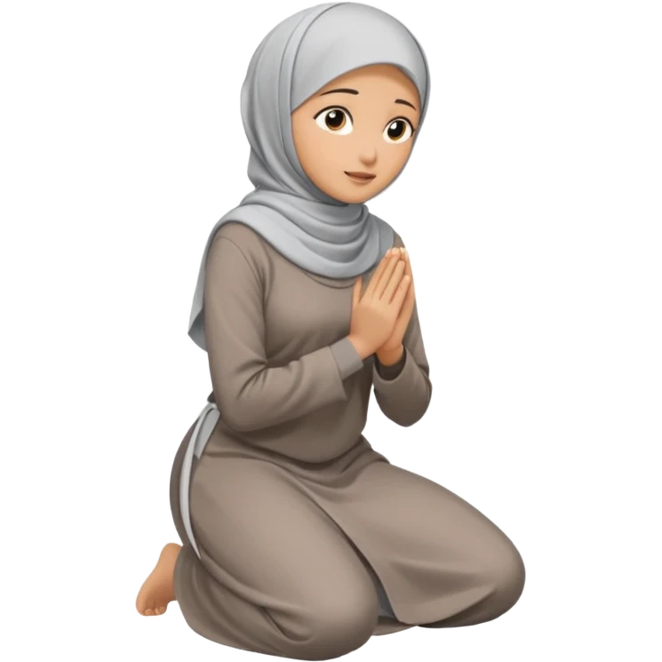 Woman Kneeling for Islamic prayer side view emoji
