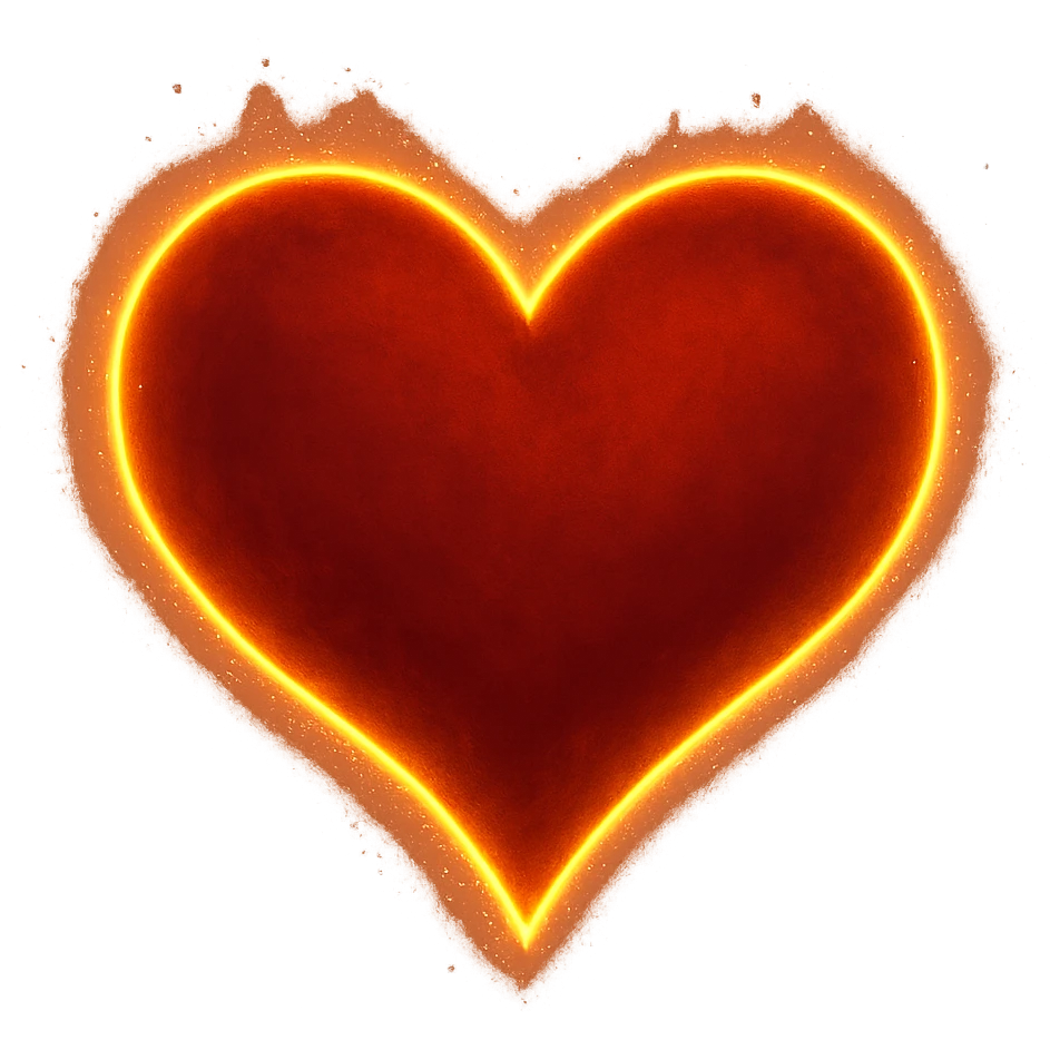 heart with a glowing amber outline, digital illustration, no background emoji