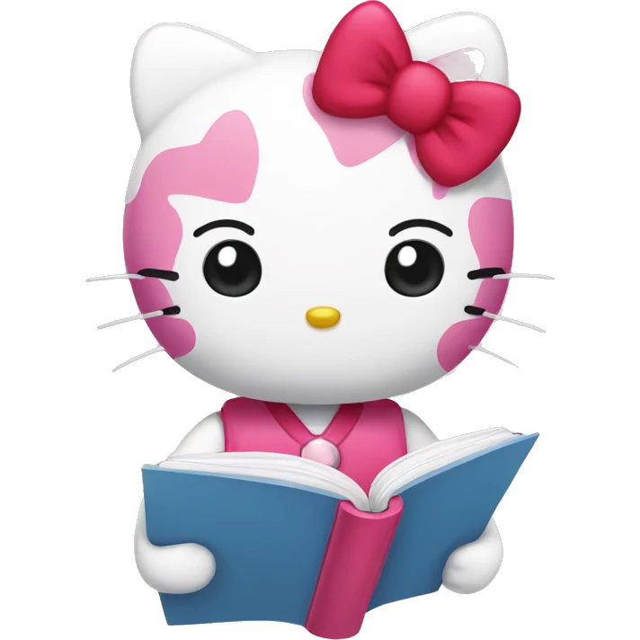 Hello kitty with book emoji