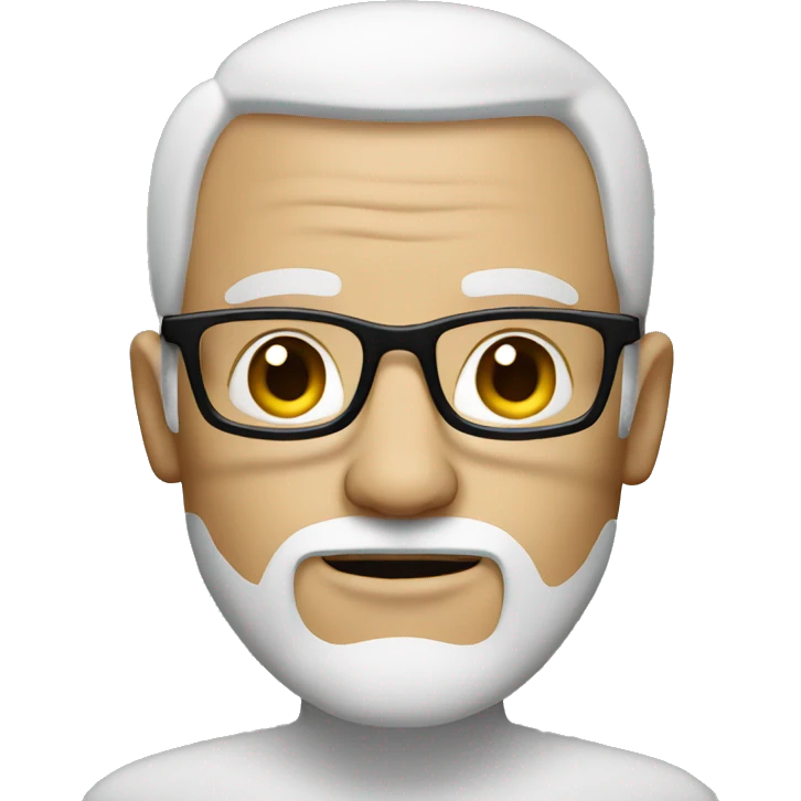 man with iPad, white skin, no hairs, beard, squared glasses emoji