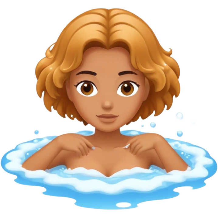 Woman relaxing in jacuzzi bubbling water zoomed out view emoji