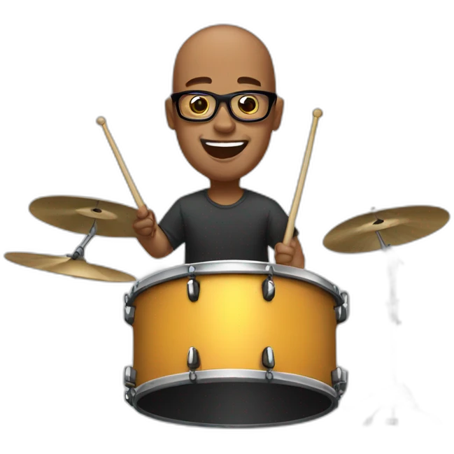 Bald Guy with glasses playing drums emoji
