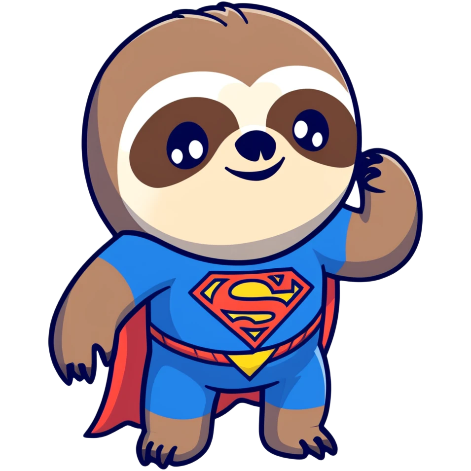 Sloth from The Goonies movie with deformed face and superman t-shirt emoji