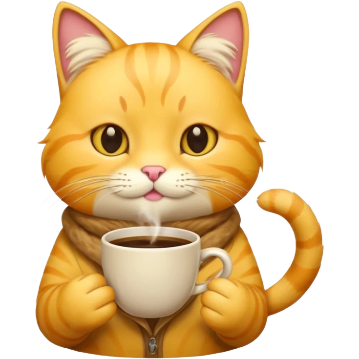 Yellow cat making coffee  emoji