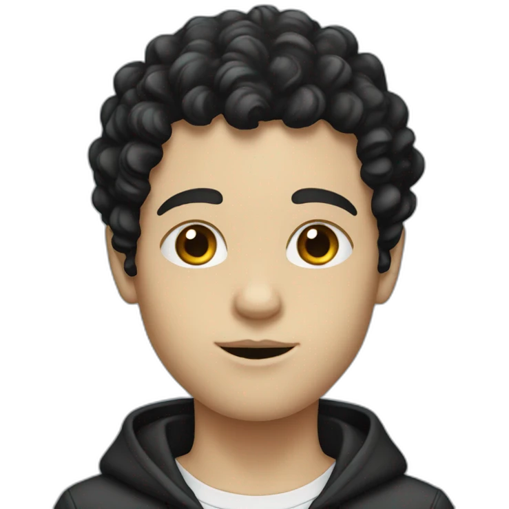 White boy with black curls hair emoji