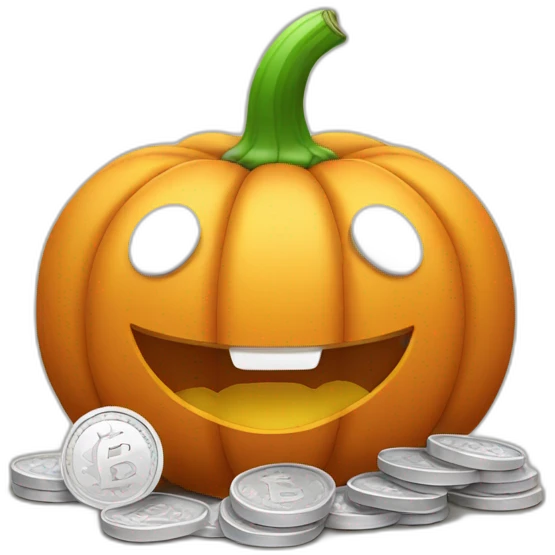 pumpkin covered inside with white coins emoji