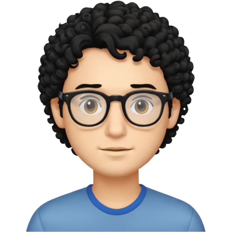 make a guy with curly hair and good glases with aesthetics make the hair black and the white skin emoji