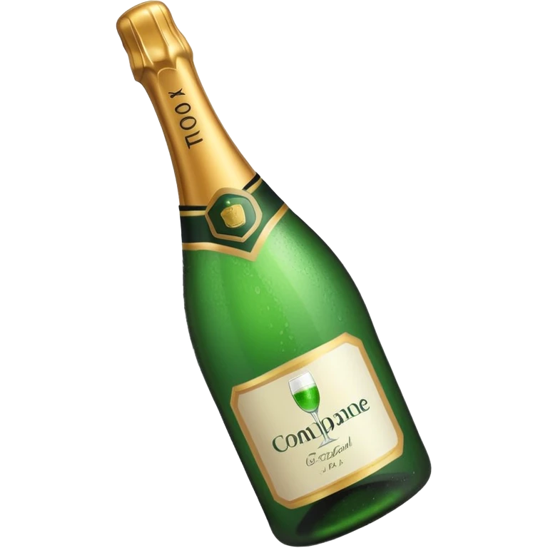 green champagne bottle with white paper emoji