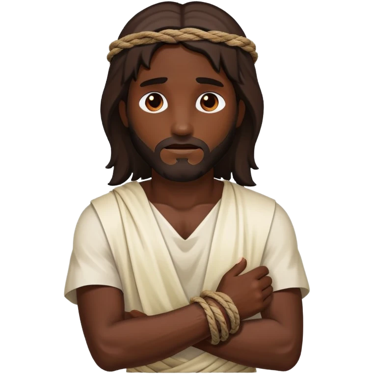 Dark skin christ Jesus injured ropes around wrist emoji