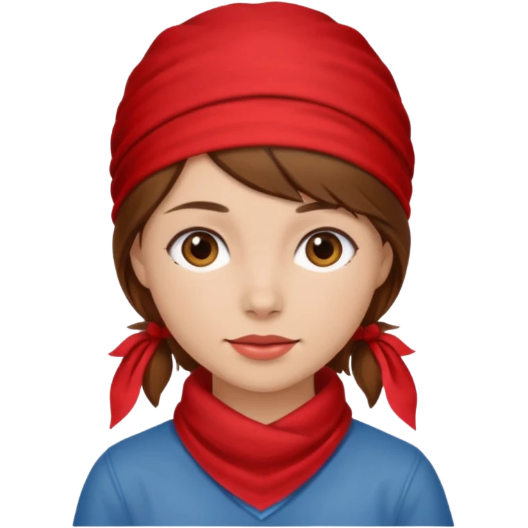 brown haired woman with wearing red bandana emoji